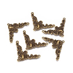 Antik Bronze Tibetischen Stil Legierung Kronleuchter Komponente Links, 3 Loop-Anschlüsse, Cadmiumfrei und Nickel frei und Bleifrei, Antik Bronze, ca. 25 mm lang, 43 mm breit, 4 mm dick, Bohrung: 2 mm