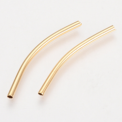 Real 18K Gold Plated Brass Tube Beads, Nickel Free, Real 18K Gold Plated, 34x2mm, Hole: 1.5mm