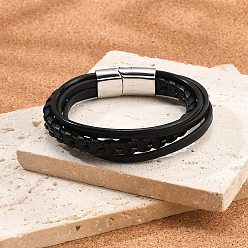 Нержавеющая Сталь Цвет Плетеные многорядные браслеты из микрофибры для мужчин, с 316 фурнитурой из хирургической нержавеющей стали, цвет нержавеющей стали, 8-1/8 дюйм (20.5 см)