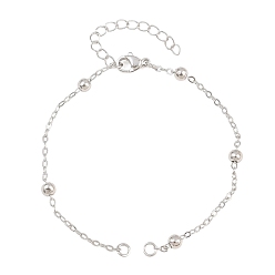 Platine Fabrication de bracelet en chaîne à laiton, avec fermoir pince de homard, sans cadmium et sans plomb, crémaillère plaquage, platine, 7.01 pouce (17.8 cm), Trou: 3mm