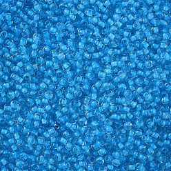 Turquoise 11/0 Grade A Round Glass Seed Beads, Transparent Inside Colours, Turquoise, 2.3x1.5mm, Hole: 1mm, about 48500pcs/pound