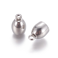 Stainless Steel Color Tarnish Resistant 202 Stainless Steel Cord Ends, End Caps, Stainless Steel Color, 11x8mm, Hole: 2mm, Inner Diameter: 6mm