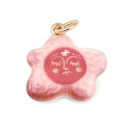 Звезда Латунь эмаль подвески, золотой свет, звезда, 21x19x4 мм, Перейти кольцо: 6x1 мм, 4 мм внутренним диаметром