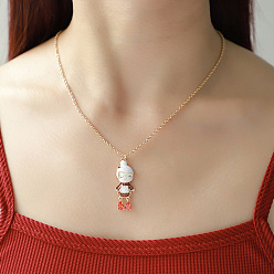 Human Рождественские ожерелья из сплава эмали со стразами красного цвета для женщин, золотые, старая женщина, 18.11 дюйм (46 см)