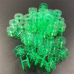 Spring Green Transparent Plastic Bobbins, Sewing Thread Holders, for Sewing Tools, Spring Green, 20x10mm, Hole: 6mm