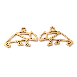 Золотой 201 подвески из нержавеющей стали, амулет полой ящерицы, золотые, 11x18x1 мм, отверстие : 1.4 мм