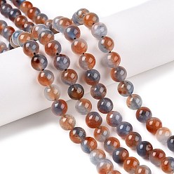 Шоколадный Окрашенные природные белый нефрит бисер пряди, два тона, круглые, цвет шоколада, 8x8 мм, отверстие : 0.9 мм, около 47~48 шт / нитка, 15.16~15.72'' (38.5~39.3 см)