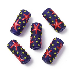 Прусский Синий Lampwork бисер, колонка, берлинская лазурь, 29.5~30.5x13.5~16 мм, отверстие : 3 мм