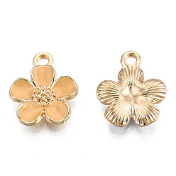 Белый Навахо Экологически чистые подвески из цинкового сплава, с эмалью, без кадмия, без никеля и без свинца, 5 - лепесток цветка, золотой свет, навахо белый, 16x13x3 мм, отверстие : 1.8 мм