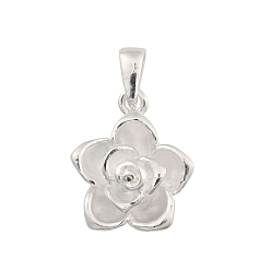 Серебро Тонкие серебряные подвески-цветы с дужками и 999 штампом, серебряные, 16x13.5x5 мм, отверстие : 5x2 мм