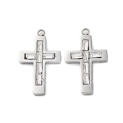 Прозрачный 304 подвески из нержавеющей стали, со стеклом, корс прелести, платина, прозрачные, 24.5x15.5x3.5 мм, отверстие : 1.4 мм