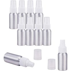 Blanco Botellas de aluminio recargables, rociador de salón de peluquería, botella de agua pulverizada, Platino, blanco, 10.4x3.2 cm, capacidad: 30 ml