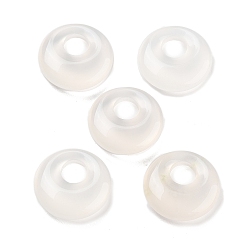 Chalcedony Natural White Chalcedony Flat Round Charms, 15x4.5mm, Hole: 5mm