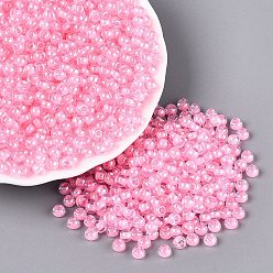 Hot Pink FGB Glass Seed Beads, Inside Colours Lustered, Grade A, Round, Hot Pink, 6/0, 4x3mm, Hole: 1.2~1.4mm, about 6400pcs/pound