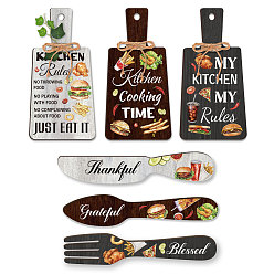 Food Деревянная подвеска, с пеньковой веревки, форма столовой посуды, питание, 280~300x60~140 мм, 6 шт / комплект