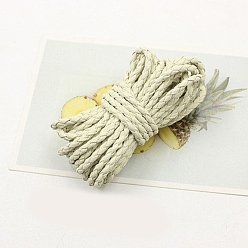 Бежевый Плетеные шнуры из искусственной кожи, круглые, бежевые, 4 мм, около 2.19 ярдов (2 м) / пачка