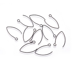 Electrophoresis Black 304 Крючки для сережек из нержавеющей стали с ионным покрытием (IP), с горизонтальной петлей, электрофорез черный, 25.5x15x0.8 мм, отверстие : 2 мм, 20 датчик, штифты : 0.8 мм