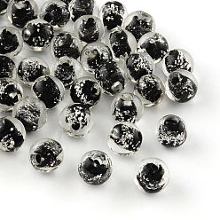 Black Handmade Luminous Lampwork Beads, Round, Black, 12mm, Hole: 2mm