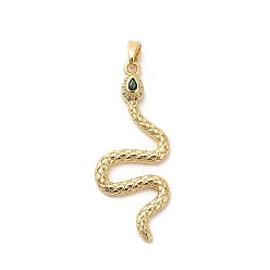 Змея Латунные микро проложить кубического циркония подвески, змея, змея, 38.5x15.5x4 мм, отверстие : 5x3 мм