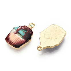 Темно-бирюзовый Печатные подвески сплава, светлая глотка, форма еды, кекс прелести, темные бирюзовый, 20x13x2.5 мм, отверстие : 1.4 мм