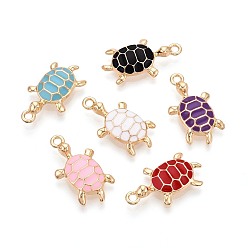 (52) Непрозрачная лаванда Подвески из эмали и сплава, очарование черепахи, золотые, разноцветные, 24x13x4 мм, отверстие : 1.8 мм