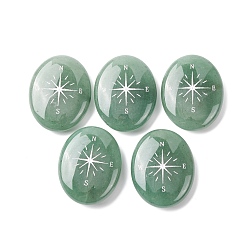Зеленый Авантюрин Овальный компас из натурального зеленого авантюрина для украшения витрины, фигурка для украшения дома, энергетический камень рейки для исцеления, 47.5~48.5x37.5~38.5x12~13 мм