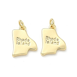 Настоящее золото 18K Латунные подвески, самородки со словом «очарования острова Рода», долговечный, стойки покрытие, без свинца и без кадмия, реальный 18 k позолоченный, 16.5x12.5x2.5 мм, Перейти кольцо: 5x1 мм, 3 мм внутренним диаметром