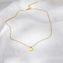 Настоящее золото 18K Простые ожерелья с подвеской в виде сердца из нержавеющей стали для ежедневного ношения женщинами, реальный 18 k позолоченный, 16.54 дюйм (42 см)