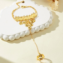 Золотой Винтажные латунные браслеты-кольца из золотых монет для женщин, золотые, 6.89 дюйм (17.5 см)