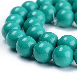 Medium Turquoise Dyed Natural Mashan Jade Beads Strands, Imitation Turquoise, Round, Round, Medium Turquoise, 4mm, Hole: 1mm, about 100pcs/Strand, 16 inch(40.64cm)