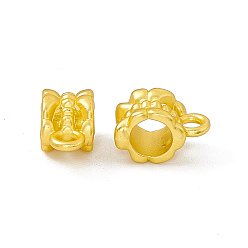 Matte Gold Color Rack Plating Alloy Tube Bails, Cadmium Free & Lead Free & Nickle Free, Bowknot, Matte Gold Color, 11x6x7mm, Hole: 2mm, Inner Diameter: 5mm
