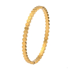 Настоящее золото 14K Ионное покрытие (IP) 304 шарнирные браслеты из нержавеющей стали для женщин, ромб, реальный 14 k позолоченный, 1/8 дюйм (0.45 см), внутренний диаметр: 2-1/4 дюйм (5.8 см)