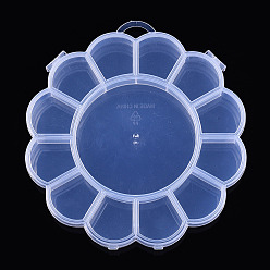 Прозрачный Прозрачные пластиковые бусины, с 13 отсеков, для поделок искусства, бриллианты для ногтей, Хранение бисера, цветок, прозрачные, 15.5x2 см