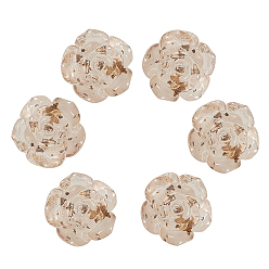 Папайя Оранжевый Кабошоны из полупрозрачной смолы, золотой фольгой внутри, цветок, papayawhip, 22x22.5x10 мм