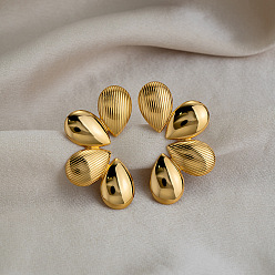Chapado en Oro Real 18K 304 aretes de acero inoxidable para mujer, flor, real 18 k chapado en oro, 44.5x24.7 mm