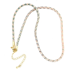 Розовый Изготовление ожерелий из плетеного поликоттонового шнура, с латунными выводами и 303 застежками из лобстера из нержавеющей стали, реальный 18 k позолоченный, туманная роза, 18.11~18.19 дюйм (46~46.2 см)