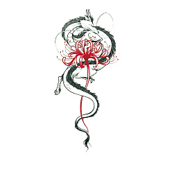 Дракон Хэллоуин съемные временные татуировки бумажные наклейки, чёрные, дракон, 21x11.4 см