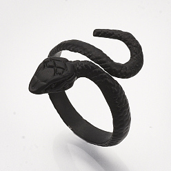 Black Electrophoresis Alloy Cuff Finger Rings, Snake, Black, Size 9, 19mm