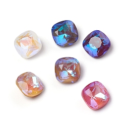 (52) Непрозрачная лаванда Стеклянные стразы кабошоны, флуоресцентный стиль мокко, назад назад, граненые, квадратный, разноцветные, 6x6x3 мм