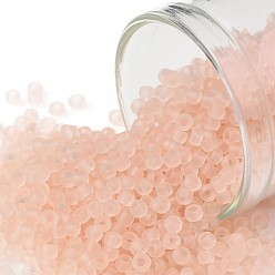 (11F) Transparent Frost Rosaline TOHO Round Seed Beads, Japanese Seed Beads, (11F) Transparent Frost Rosaline, 11/0, 2.2mm, Hole: 0.8mm, about 50000pcs/pound
