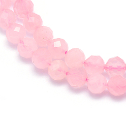 Rose Quartz Natural Rose Quartz Beads Strands, Faceted, Round, 3mm, Hole: 0.5mm, about 113pcs/strand, 15.35 inch(39cm)