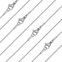 Нержавеющая Сталь Цвет 10шт 0.9мм 304 квадратные цепочки из нержавеющей стали в форме змеи, с омаром застежками, цвет нержавеющей стали, 15.71 дюйм (39.9 см)