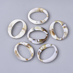 Желтая Старая Ткань  Акриловые связей кольца, Стиль имитация драгоценных камней, овальные, старое кружево, 39.5x34.5x6.5 мм, внутренний диаметр: 33x18.5 мм, примерно: 172 шт. / 500 г