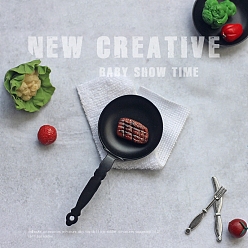 Черный Мини-сковороды из сплава, миниатюрные украшения, аксессуары для кукольного домика с микро-ландшафтом, притворяясь опорными украшениями, чёрные, 60x26x6 мм