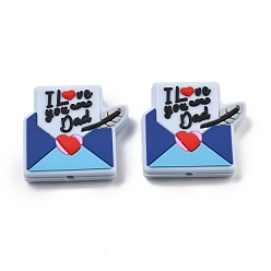 Самородки Силиконовые бусины на день отца, фокусные бусы, темно-синий, самородки, 28x21x8 мм, отверстие : 2.5 мм