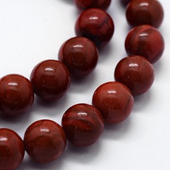 Red Jasper Natural Red Jasper Beads Strands, Round, 6mm, Hole: 0.8mm, about 63pcs/strand,  14.76 inch(37.5cm)