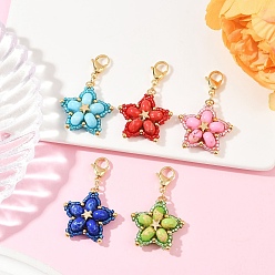 (52) Непрозрачная лаванда Подвеска в виде звезды ручной работы из стеклянного бисера и синтетических бусин императорской яшмы, окрашенных вручную, с сплава шарнирного когтя омара застежками, разноцветные, 47.5 мм