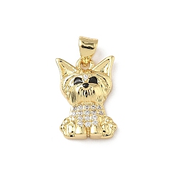 Настоящее золото 18K Латунные микро проложить кубического циркония подвески, бульдог, без кадмия и без свинца, реальный 18 k позолоченный, 18x12.5x4 мм, отверстие : 3x4 мм