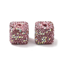 Розовый Бусины из полимерной глины в форме куба со стразами, для ювелирных изделий diy, украшения из ручек и телефонных цепочек, светло-розовый, 14.5x14.5x14.5 мм, отверстие : 4 мм