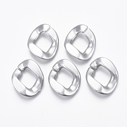 Silver Spray Painted CCB Plastic Linking Rings, Quick Link Connectors, For Jewelry Curb Chains Making, Twist, Silver, 28.5x24x6mm, Inner Diameter: 13x16mm